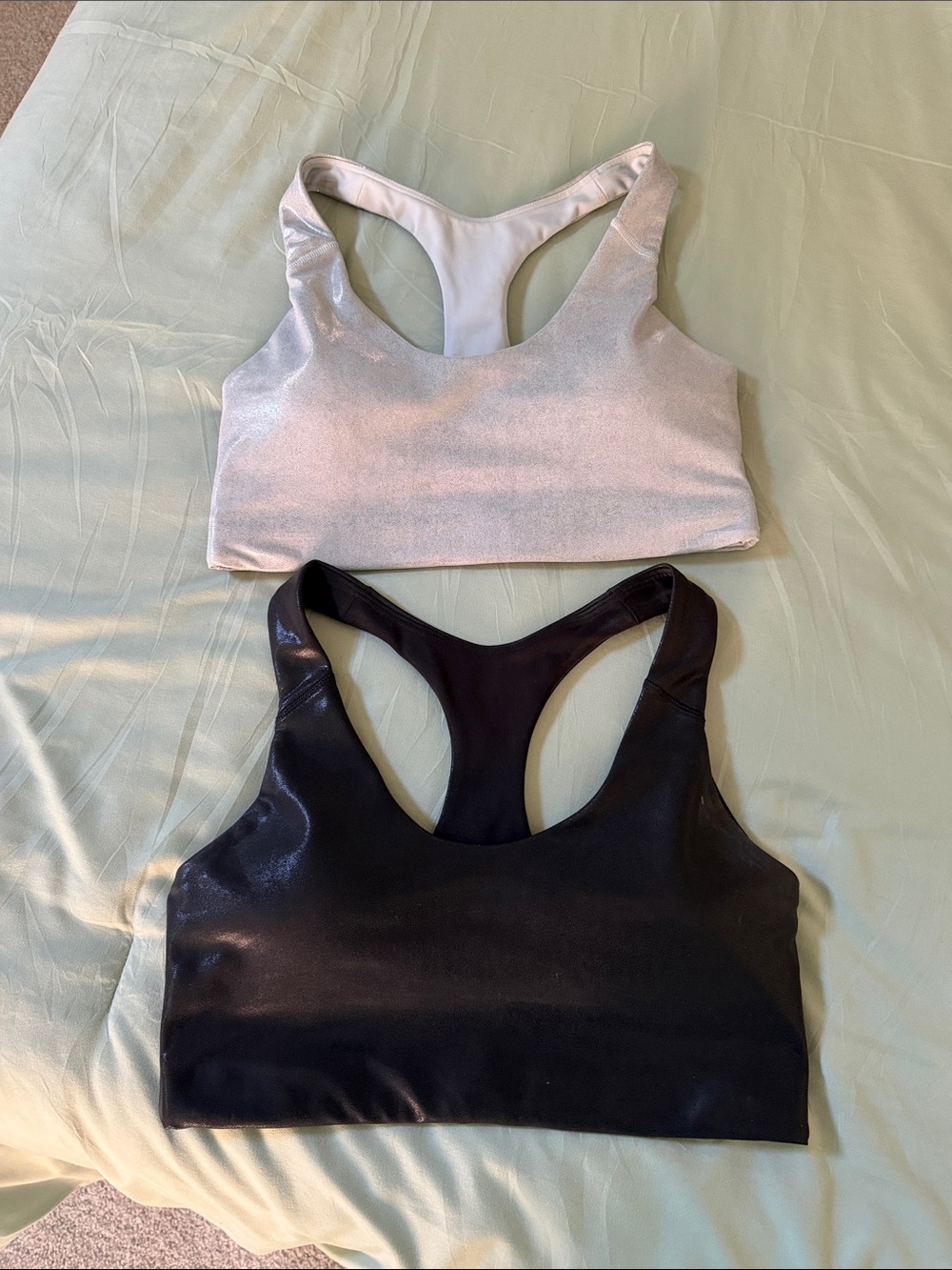 Old Navy Racerback Sports Bras in Black and Light Silver medium